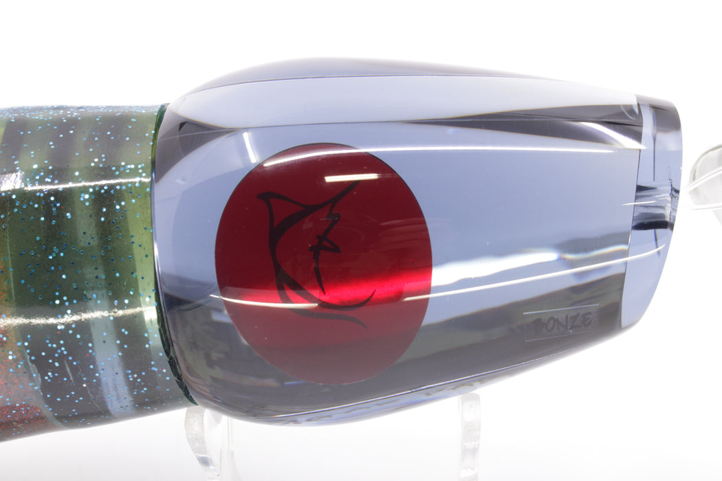 Bonze Lures Smoke Mirrored Sugar Daddy 14" 16.5oz Skirted Green with Black Stripes