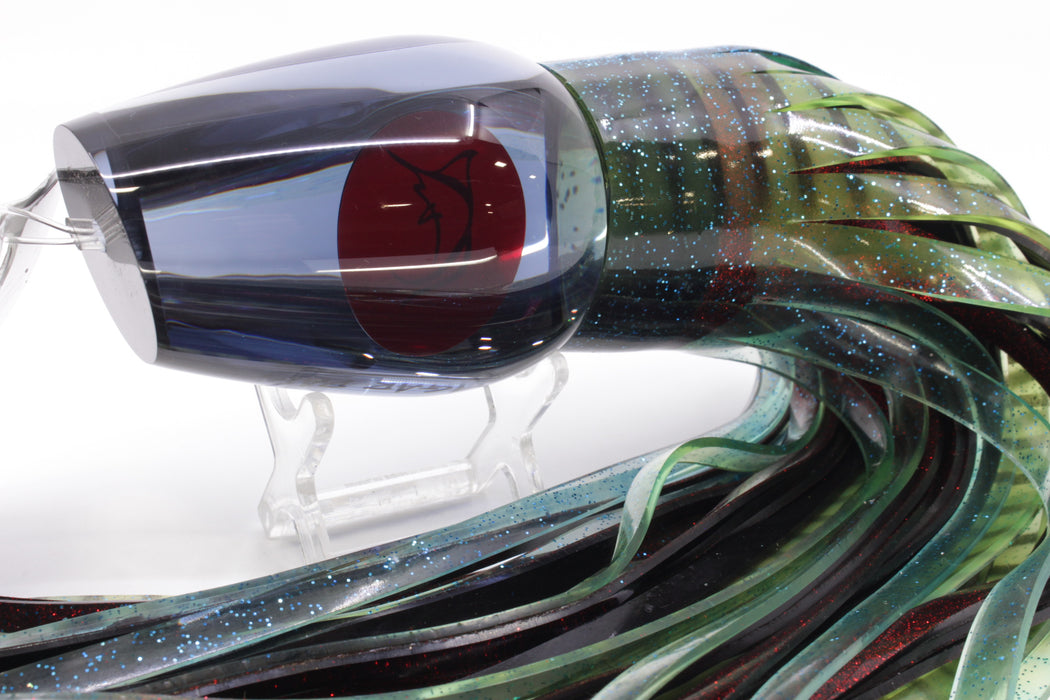 Bonze Lures Smoke Mirrored Sugar Daddy 14" 16.5oz Skirted Green with Black Stripes