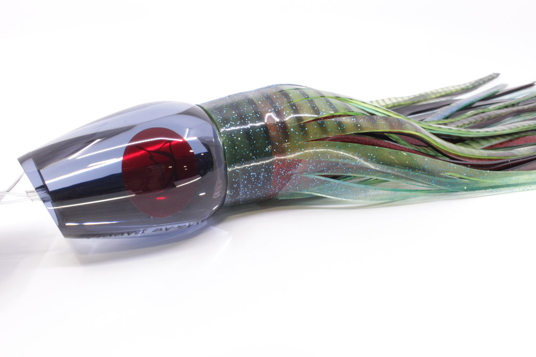 Bonze Lures Smoke Mirrored Sugar Daddy 14" 16.5oz Skirted Green with Black Stripes