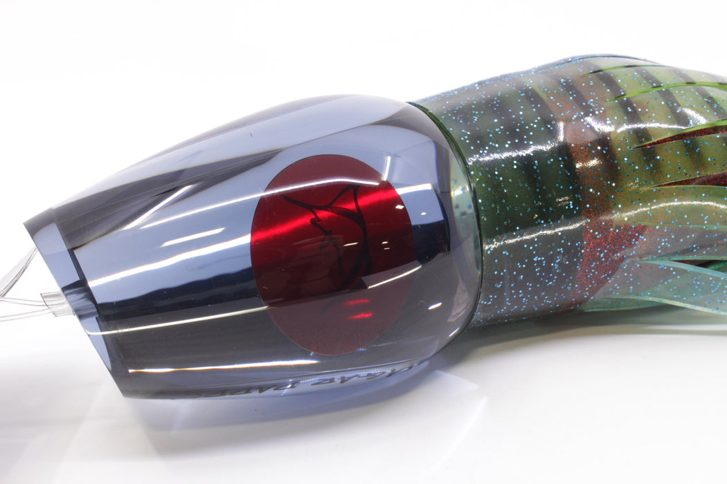 Bonze Lures Smoke Mirrored Sugar Daddy 14" 16.5oz Skirted Green with Black Stripes