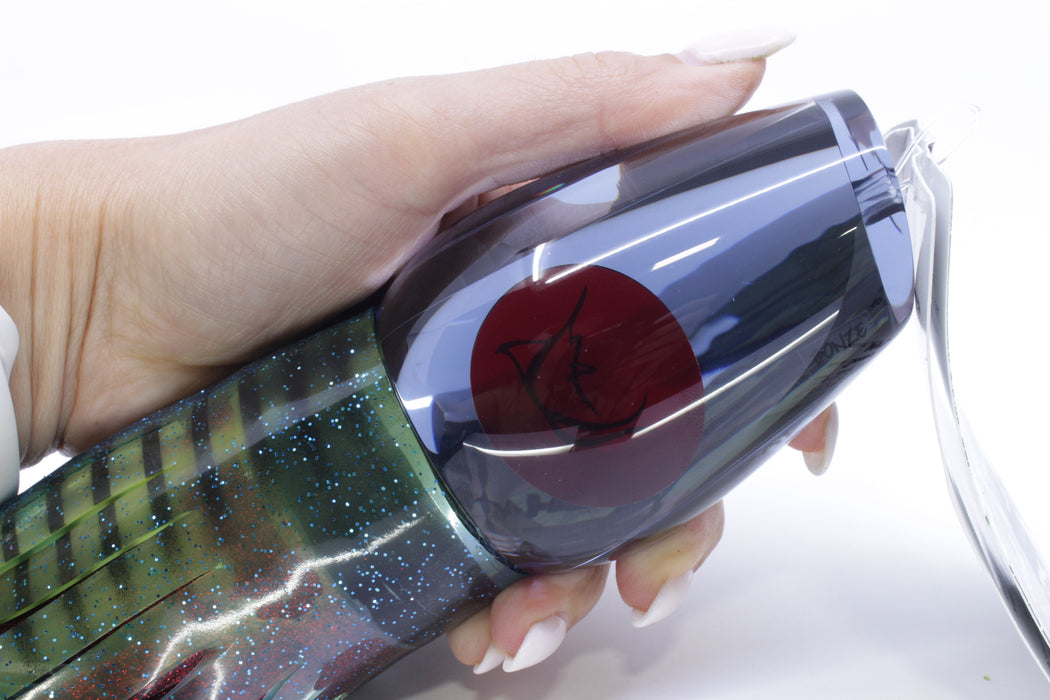 Bonze Lures Smoke Mirrored Sugar Daddy 14" 16.5oz Skirted Green with Black Stripes