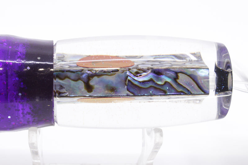 Bonze Lures Paua Shell Red Eyes BTK 10" 7oz Skirted Purple-Holo-Black Bars