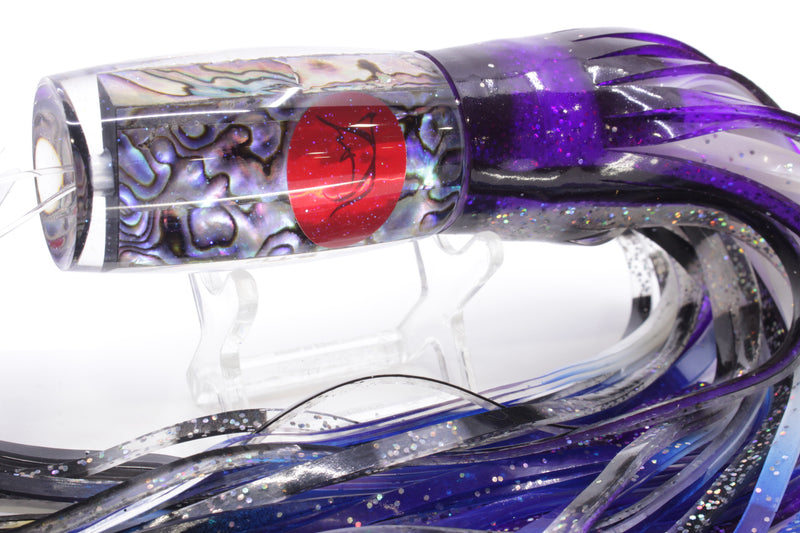 Bonze Lures Paua Shell Red Eyes BTK 10" 7oz Skirted Purple-Holo-Black Bars