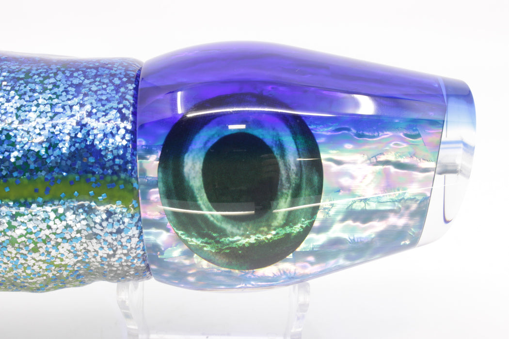 Moyes Lures Rainbow MOP Blue Back Taxi Eyes XL Sumo 16" 20.5oz Skirted Blue-Silver