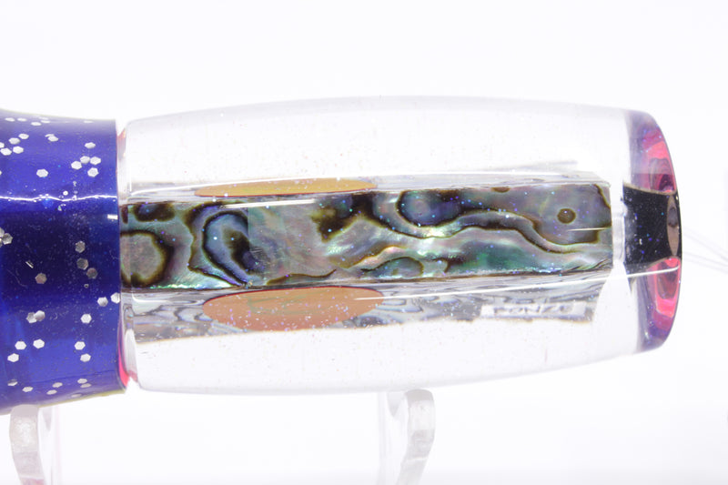 Bonze Lures Paua Shell Red Eyes BTK 10" 7oz Skirted Blue-Yellow Lines-Pink