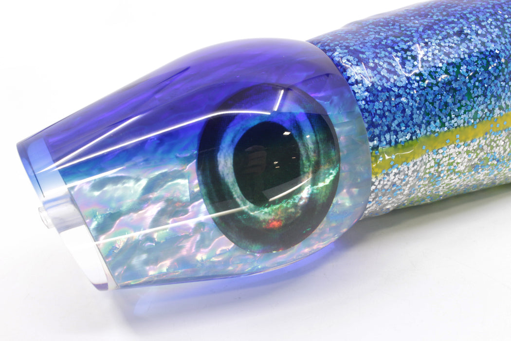 Moyes Lures Rainbow MOP Blue Back Taxi Eyes XL Sumo 16" 20.5oz Skirted Blue-Silver