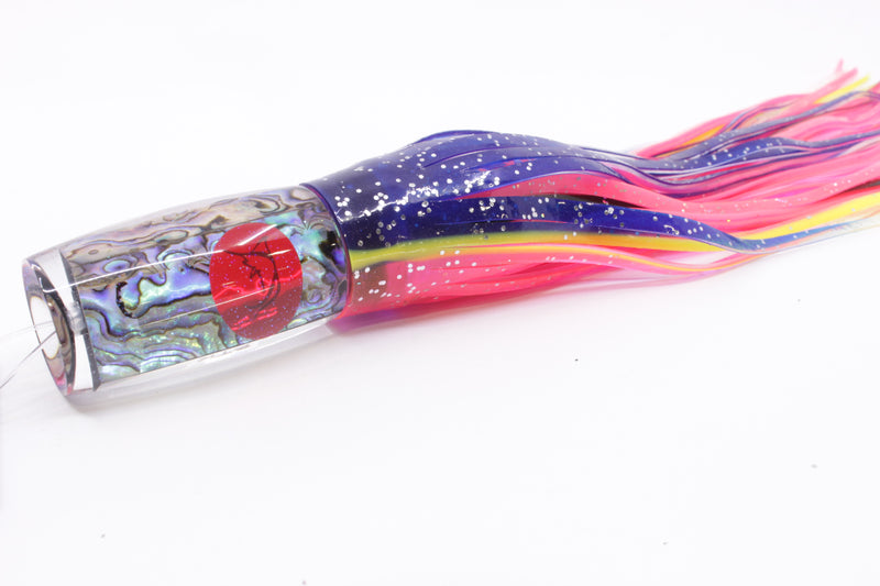 Bonze Lures Paua Shell Red Eyes BTK 10" 7oz Skirted Blue-Yellow Lines-Pink