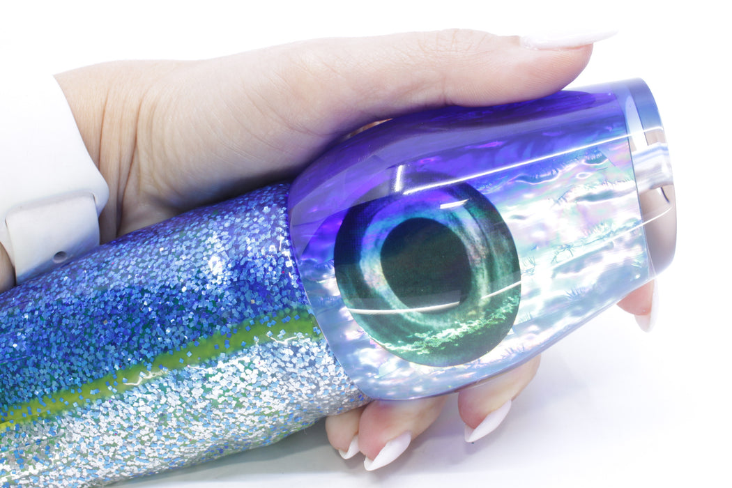 Moyes Lures Rainbow MOP Blue Back Taxi Eyes XL Sumo 16" 20.5oz Skirted Blue-Silver