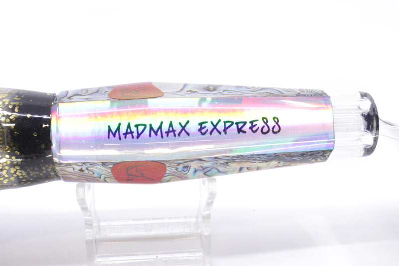 Bonze Lures Paua Shell 4-Hole Madmax Express 10" 9.5oz Skirted Blue-Gold-Black Bars