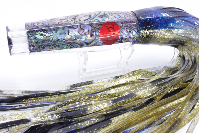 Bonze Lures Paua Shell 4-Hole Madmax Express 10" 9.5oz Skirted Blue-Gold-Black Bars