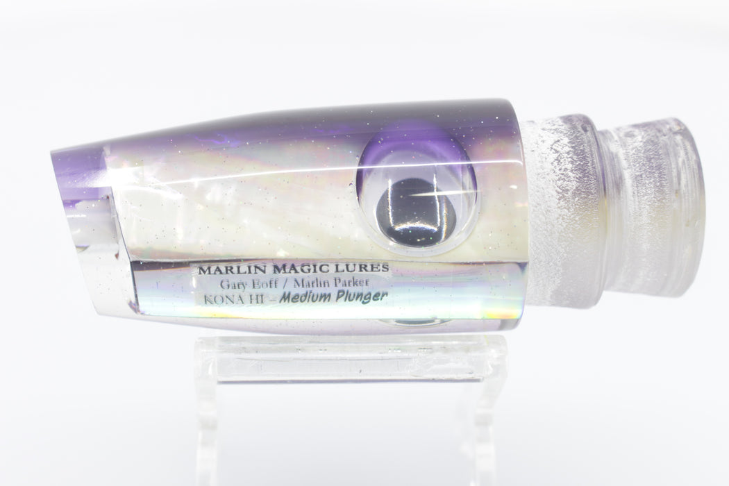Marlin Magic White Awabi Shell Purple Back Doll Eyes Medium Plunger 10" 4.8oz
