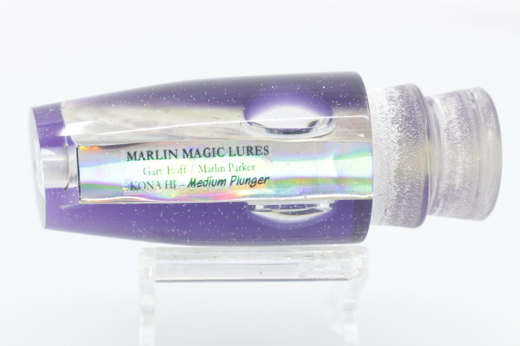 Marlin Magic White Awabi Shell Purple Back Doll Eyes Medium Plunger 10" 4.8oz