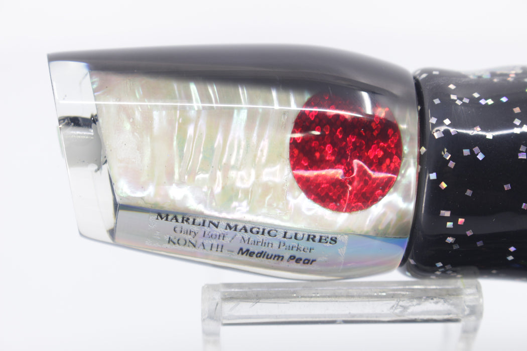 Marlin Magic White Awabi Shell Black Back Red Eyes Medium Pear 10" 8.2oz Skirted