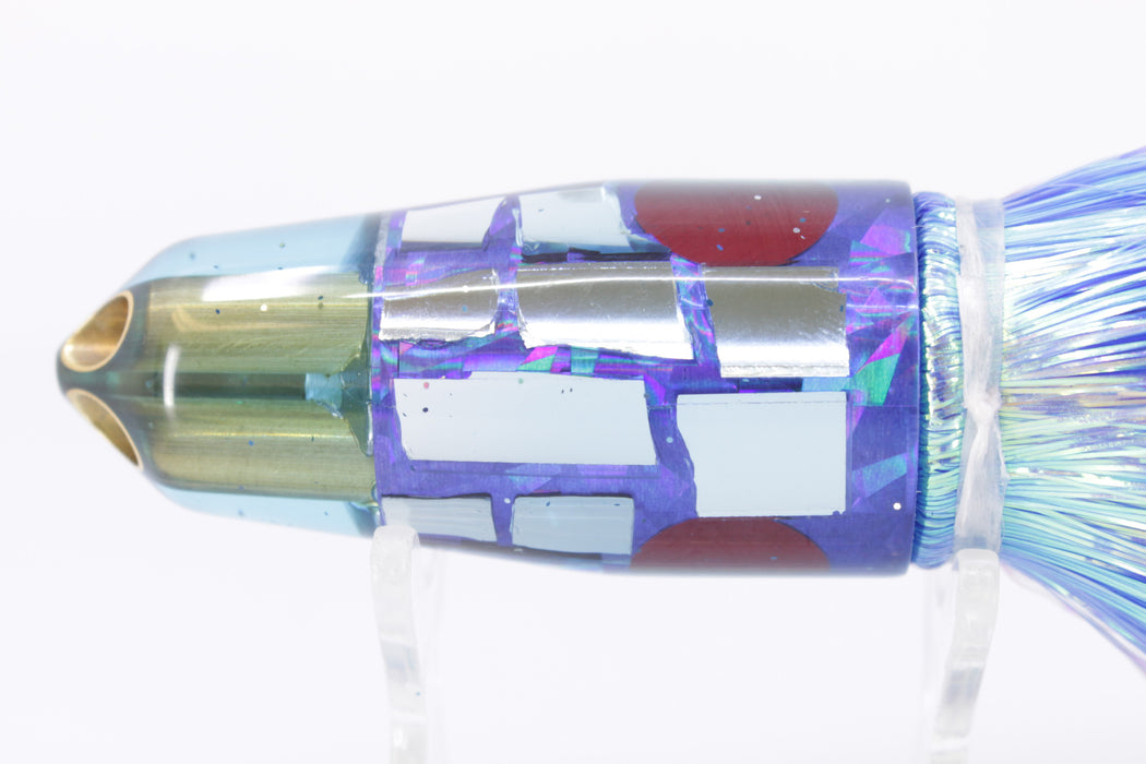 Tanigawa Lures Purple Rainbow Cracked Glass 2-Hole Bullet 9"+ 8.5oz Flashabou