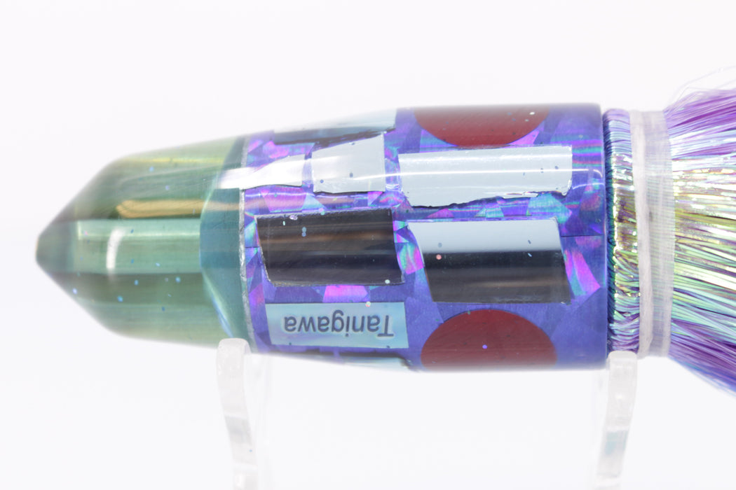 Tanigawa Lures Purple Rainbow Cracked Glass 2-Hole Bullet 9"+ 8.5oz Flashabou