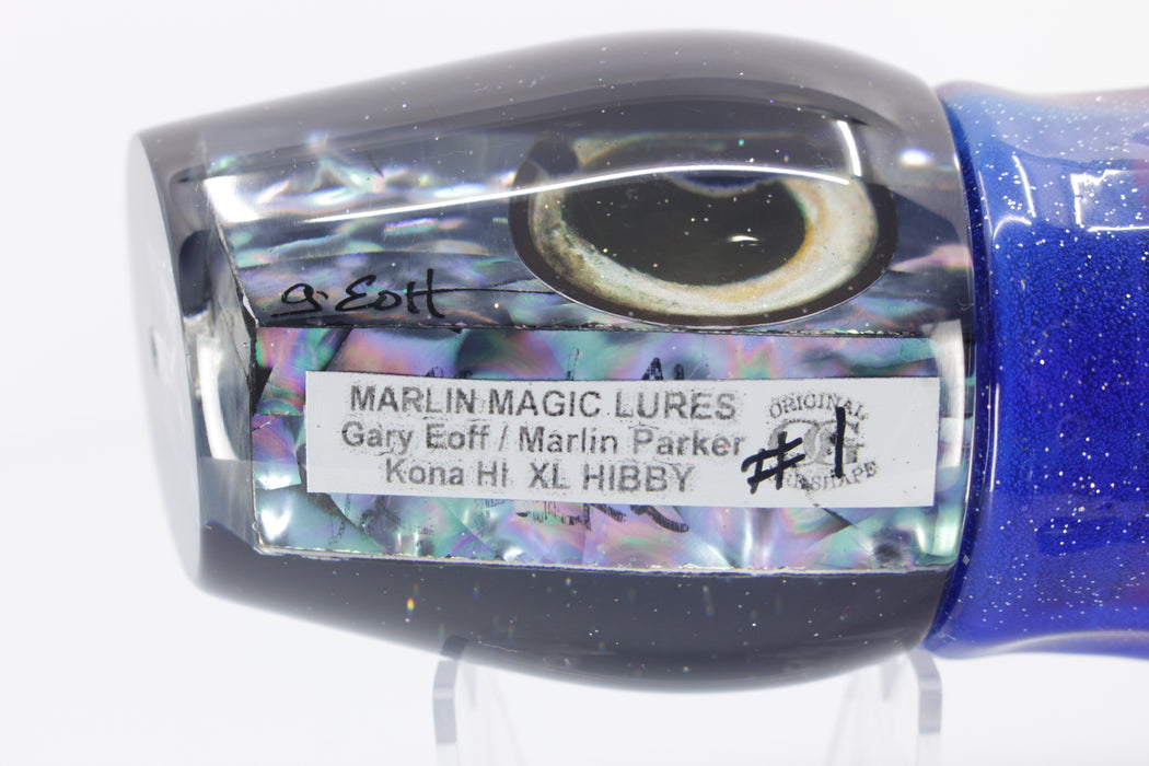 Marlin Magic Blue-Purple Abalone Black Back Taxi Eyes XL Hibby 16" 18oz Skirted