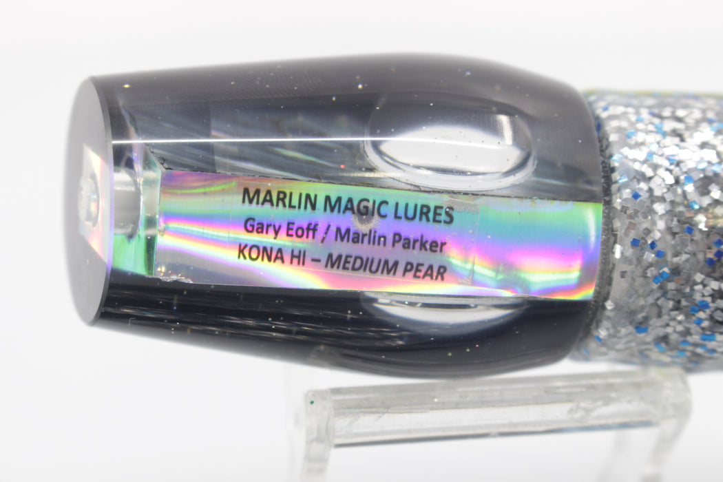 Marlin Magic Blue-Purple Abalone Black Back Doll Eyes Medium Pear 10" 8.2oz Skirted
