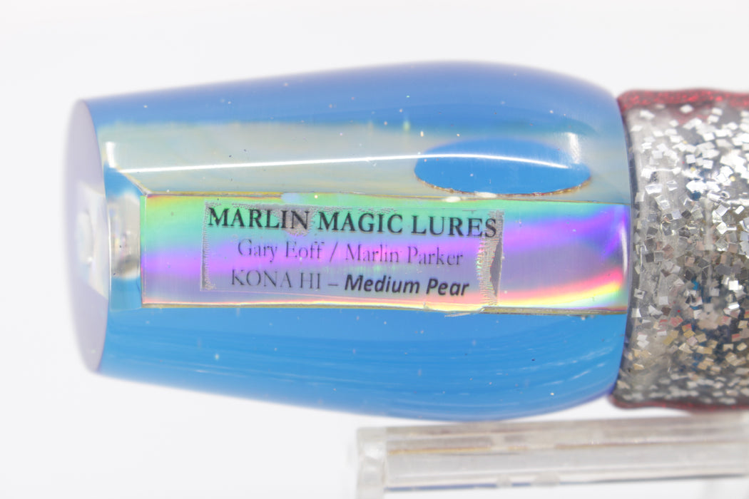 Marlin Magic Golden MOP Blue Back Red Eyes Medium Pear 10" 8.2oz Skirted
