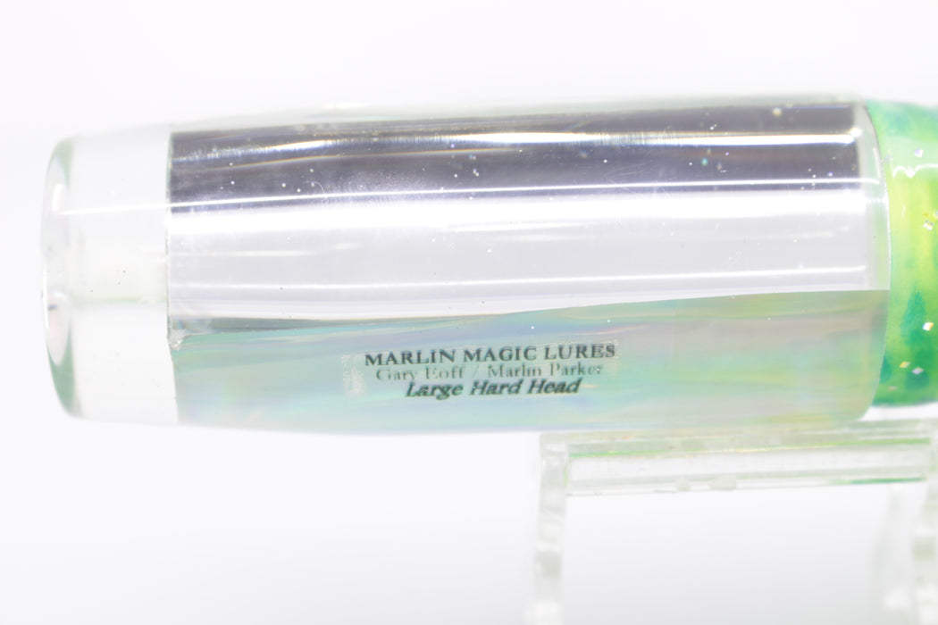 Marlin Magic Clear Mirrored-Rainbow Large Hard Head 12" 7oz Skirted Green-Chartreuse