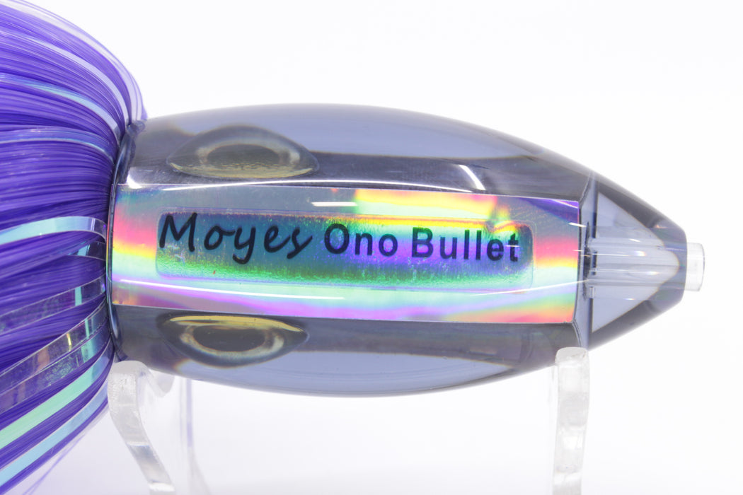 Moyes Lures Smoke Tahitian MOP Small Ono Bullet 7" 3.8oz Skirted Purple Hair
