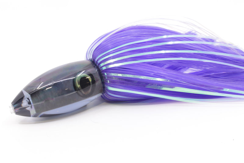 Moyes Lures Smoke Tahitian MOP Small Ono Bullet 7" 3.8oz Skirted Purple Hair