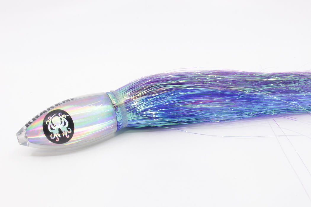 Kraken Fish Co. Silver Rainbow Automatic Bullet 9" 7oz Flashabou Purple-Blue