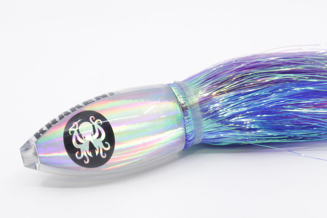 Kraken Fish Co. Silver Rainbow Automatic Bullet 9" 7oz Flashabou Purple-Blue