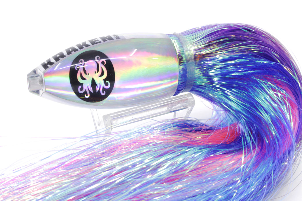 Kraken Fish Co. Silver Rainbow Automatic Bullet 9" 7oz Flashabou Purple-Blue