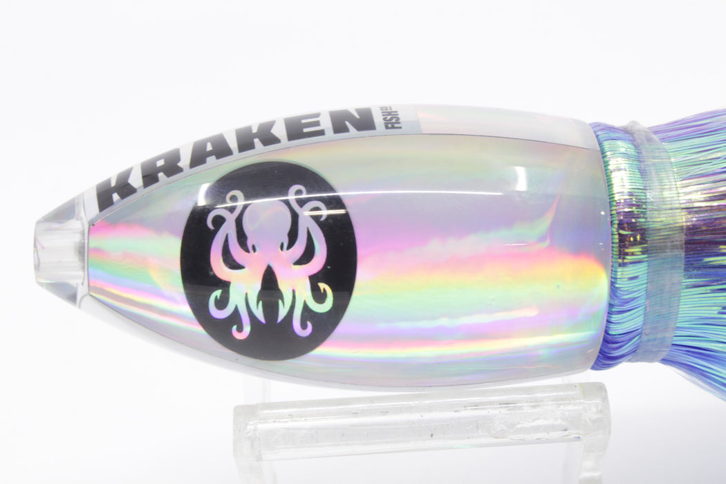 Kraken Fish Co. Silver Rainbow Automatic Bullet 9" 7oz Flashabou Purple-Blue