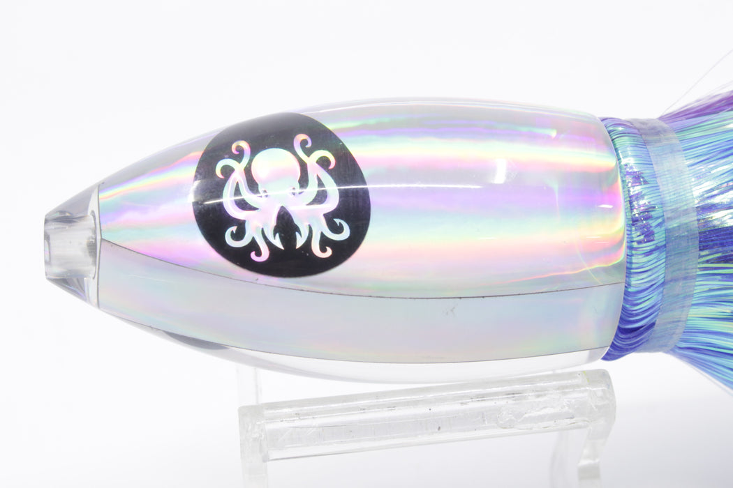 Kraken Fish Co. Silver Rainbow Automatic Bullet 9" 7oz Flashabou Purple-Blue