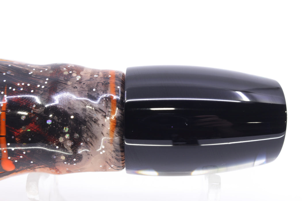 Moyes Lures Golden MOP Black Back Small J-Boy 9" 3.5oz Skirted Root Beer-Petrolero