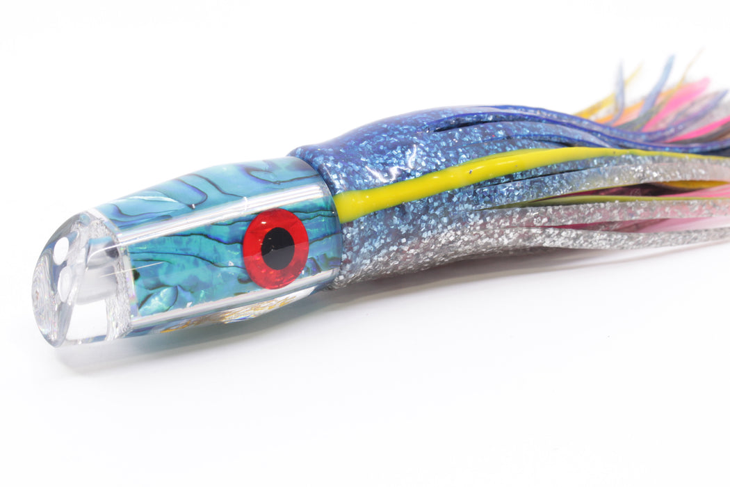 Sh-Bite Lures Ice Blue Paua Shell 2-Hole Reverse Scoop 7" 4.2oz Skirted Blue-Silver New Pre-Owned