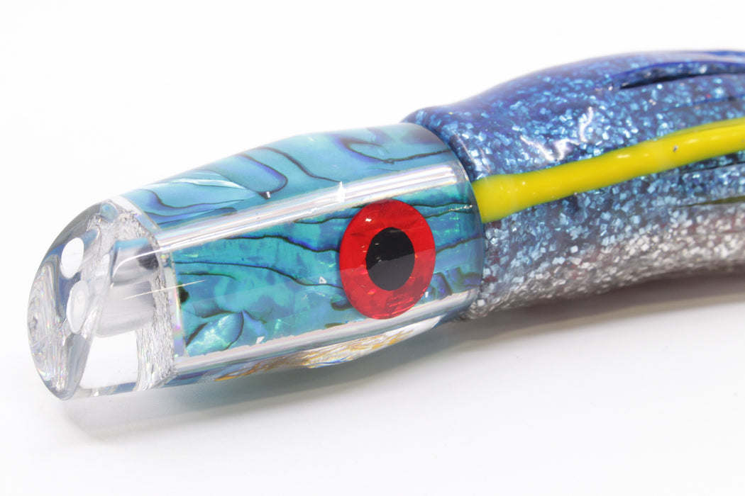 Sh-Bite Lures Ice Blue Paua Shell 2-Hole Reverse Scoop 7" 4.2oz Skirted Blue-Silver New Pre-Owned