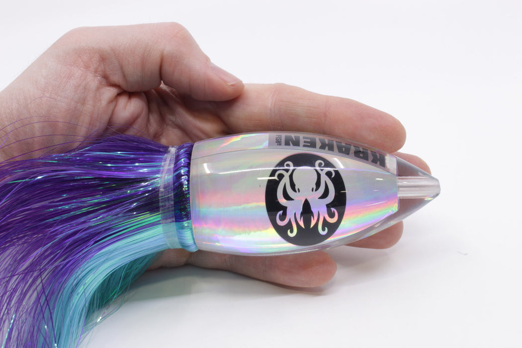 Kraken Fish Co. Silver Rainbow Automatic Bullet 12" 10oz Strobez Purple-Ice Blue/White EZ-K