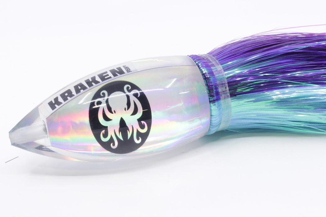 Kraken Fish Co. Silver Rainbow Automatic Bullet 12" 10oz Strobez Purple-Ice Blue/White EZ-K