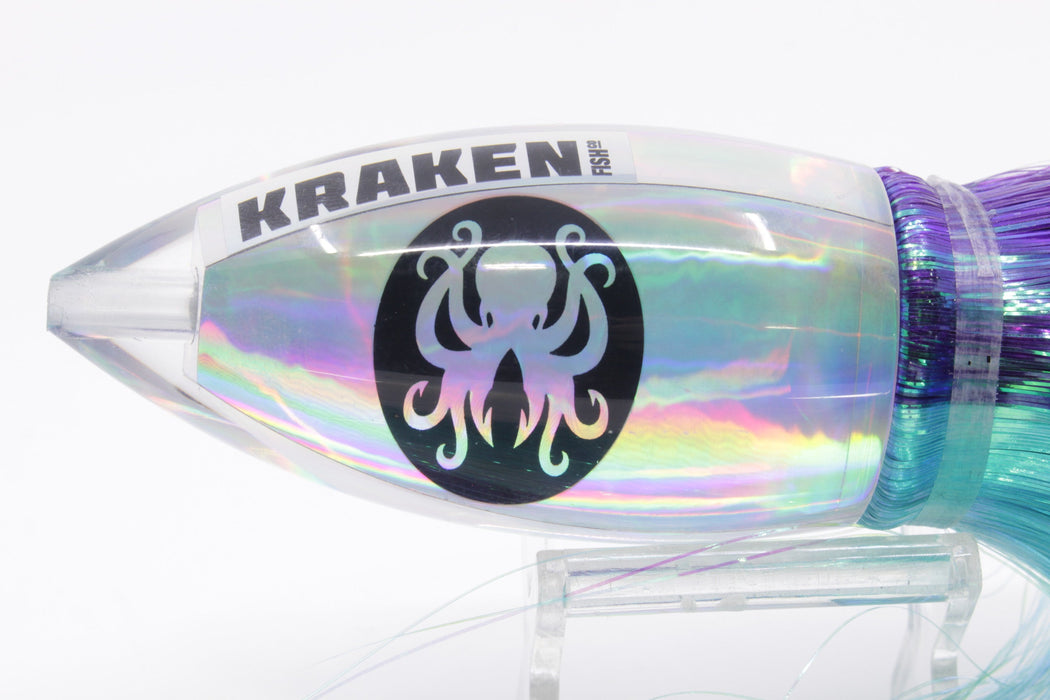 Kraken Fish Co. Silver Rainbow Automatic Bullet 12" 10oz Strobez Purple-Ice Blue/White EZ-K