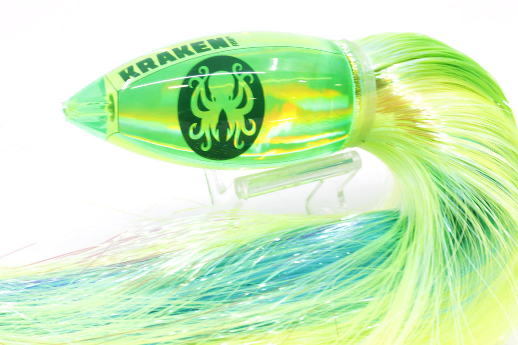 Kraken Fish Co. Lime Green Rainbow Automatic Bullet 12" 10oz Strobez Green-Chart-Ice Blue EZ-K