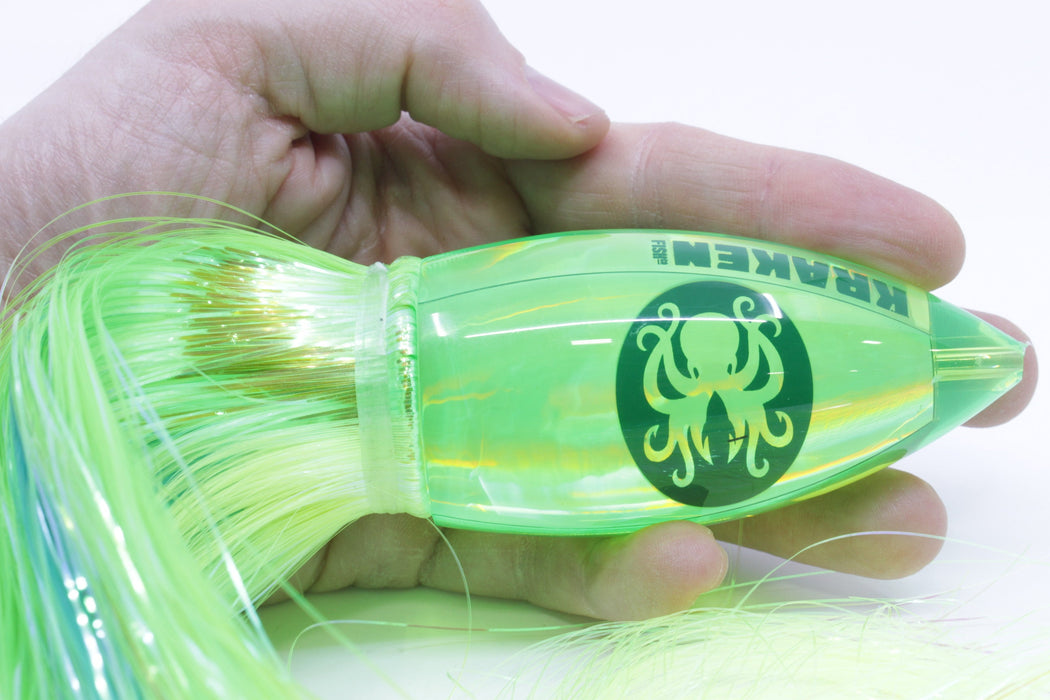 Kraken Fish Co. Lime Green Rainbow Automatic Bullet 12" 10oz Strobez Green-Chart-Ice Blue EZ-K