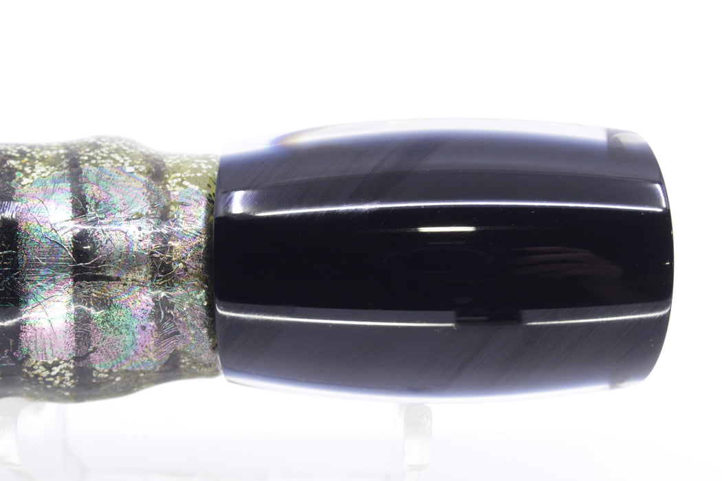 Moyes Lures Clear Mirrored Black Back Small Boogeyman 9" 3.5oz Skirted Yellow Aurora