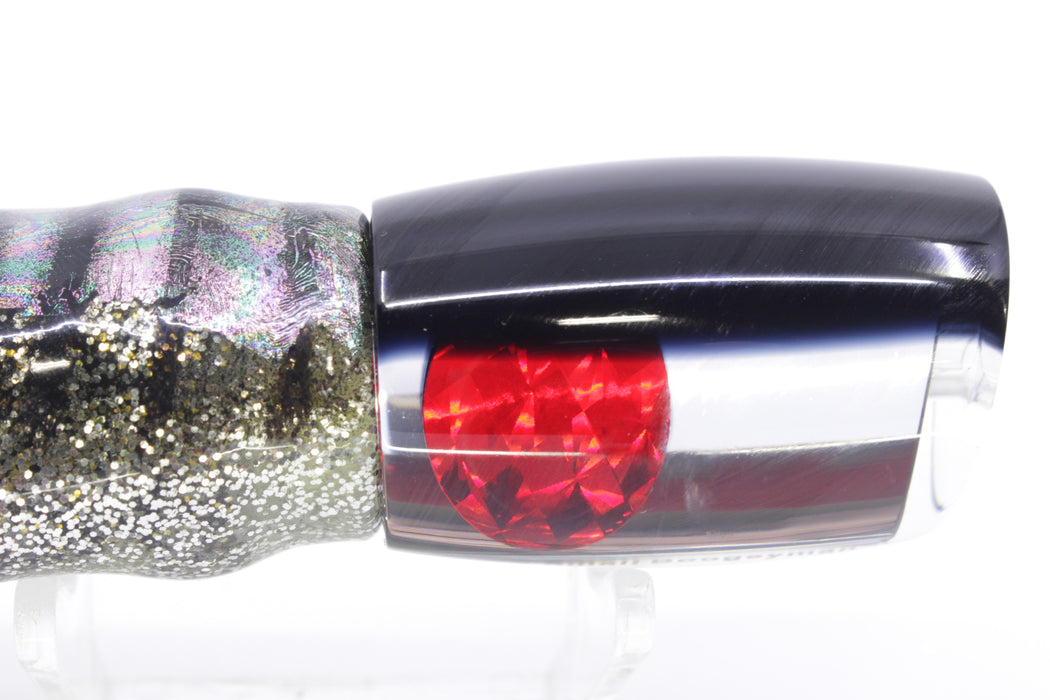 Moyes Lures Clear Mirrored Black Back Small Boogeyman 9" 3.5oz Skirted Yellow Aurora