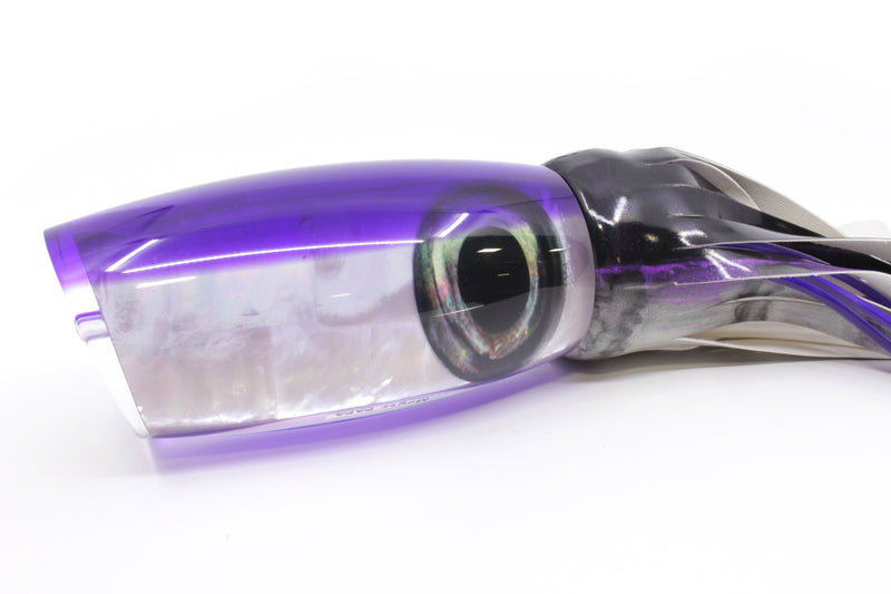 Moyes Lures White MOP Purple Back Papa Teaser 30.5oz Fire Tailz Purple Drip
