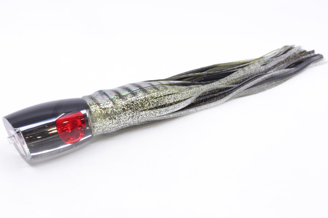 Moyes Lures Clear Mirrored Black Back Small Boogeyman 9" 3.5oz Skirted Yellow Aurora