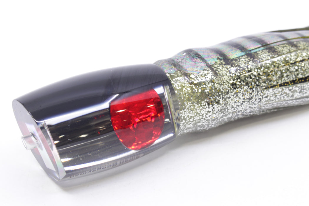 Moyes Lures Clear Mirrored Black Back Small Boogeyman 9" 3.5oz Skirted Yellow Aurora