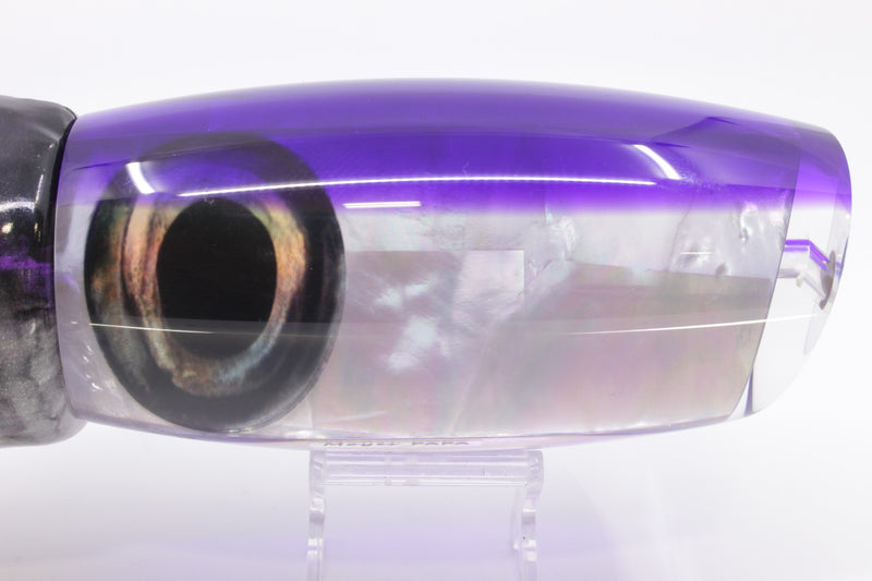 Moyes Lures White MOP Purple Back Papa Teaser 30.5oz Fire Tailz Purple Drip