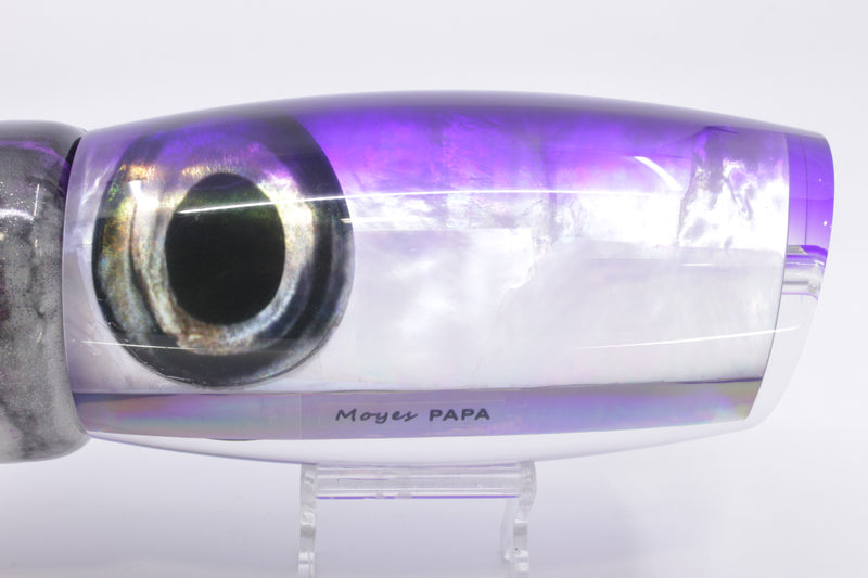 Moyes Lures White MOP Purple Back Papa Teaser 30.5oz Fire Tailz Purple Drip