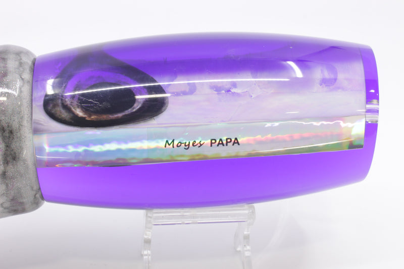 Moyes Lures White MOP Purple Back Papa Teaser 30.5oz Fire Tailz Purple Drip