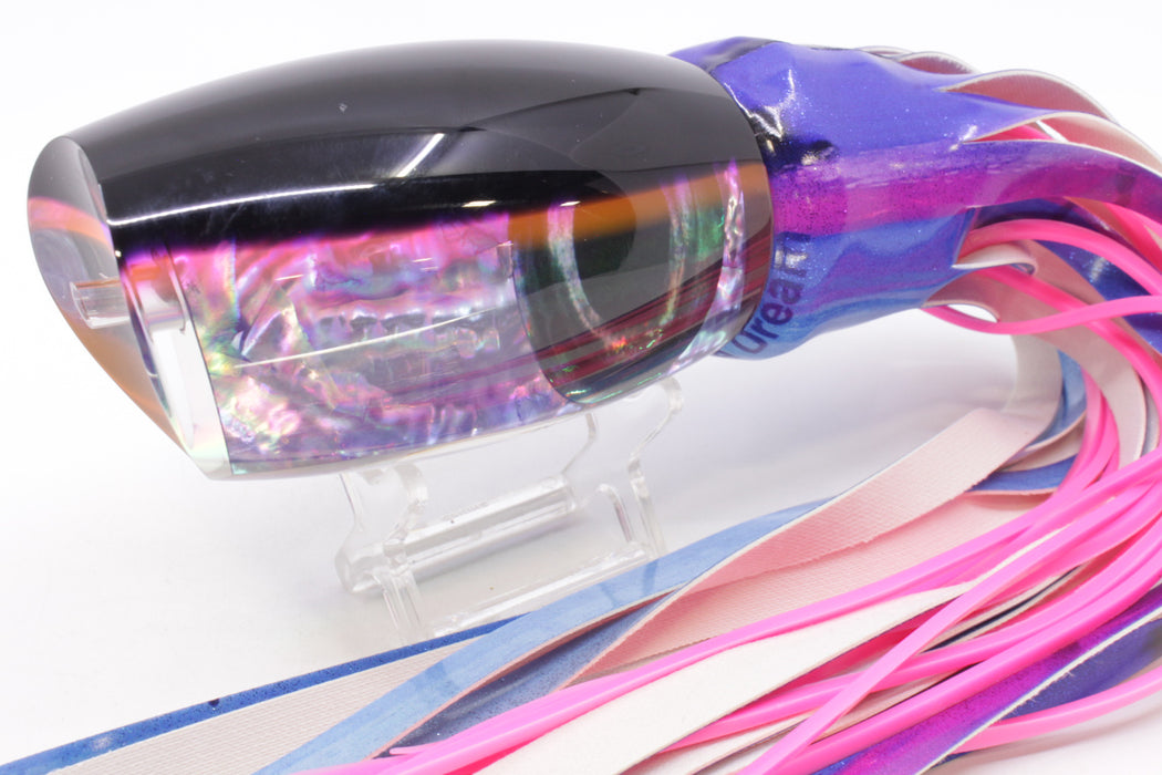 Moyes Lures Rainbow MOP Black-Pink Back 1305 16" 14oz Fire Tailz Vinyl Blue Dream