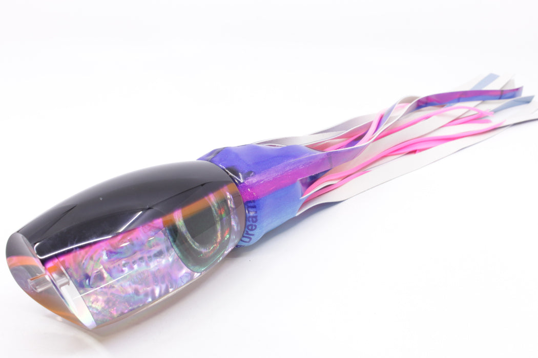 Moyes Lures Rainbow MOP Black-Pink Back 1305 16" 14oz Fire Tailz Vinyl Blue Dream
