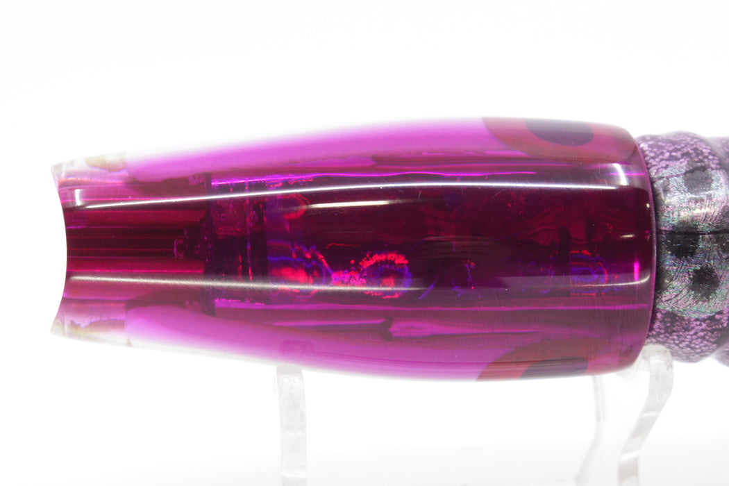 Coggin Lures White MOP Purple Back 4-Hole Big Slant 9" 7.3oz Skirted Purple Aurora