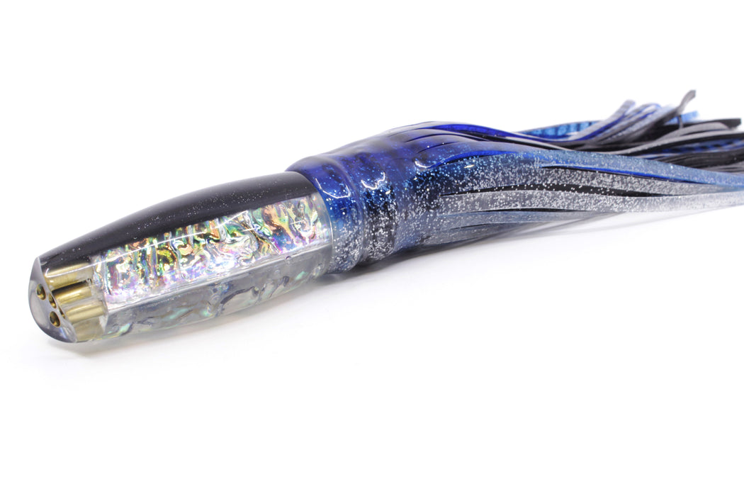 Coggin Lures Ice Rainbow Dichro Black Back 4-Hole Big Slant 9" 7.3oz Skirted Blue Aurora